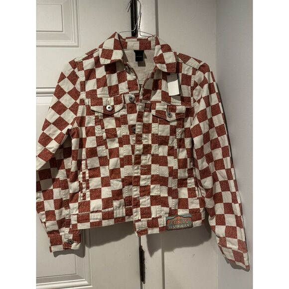 Disney Lady & The Tramp Tony's Restaurant‎ Denim Checkered Jacket Womens S - Picture 2 of 16